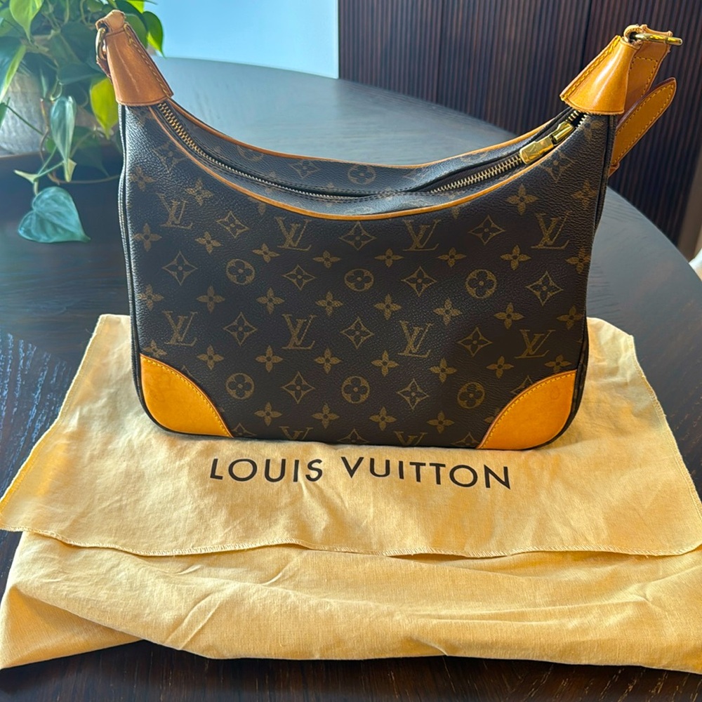 Louis Vuitton Monogram Canvas Shoulder Bag with Tan Leather Accents